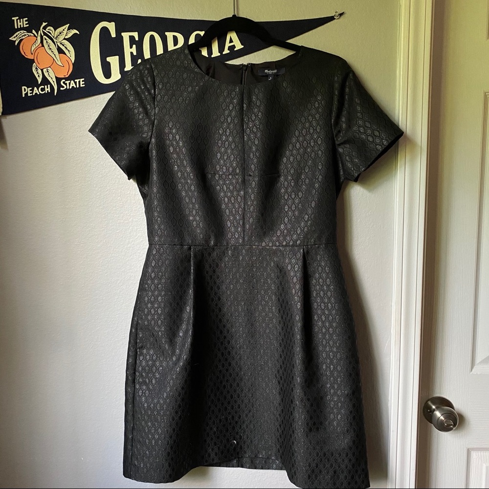 EUC Madewell Black brocade jacquard dress 6